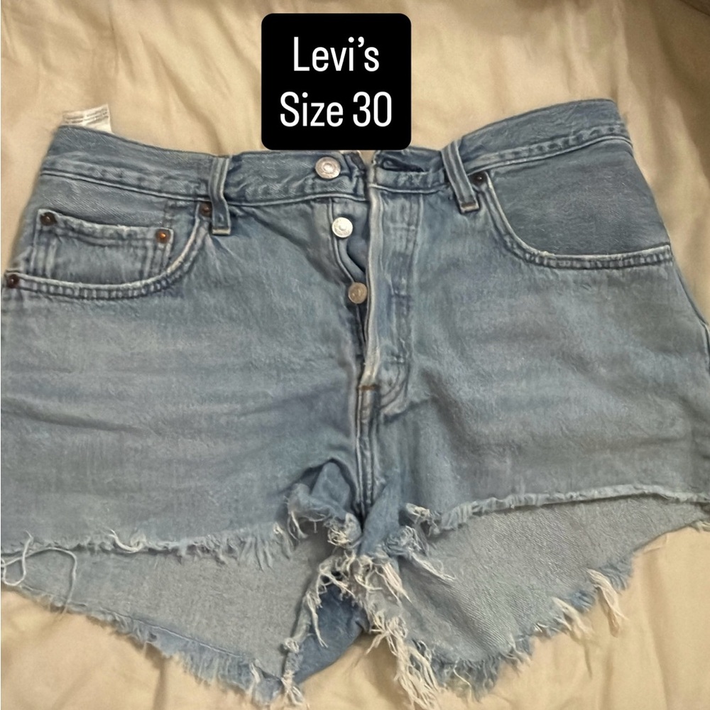 Levi's Light Blue High-Rise Cutoff Denim Shorts
